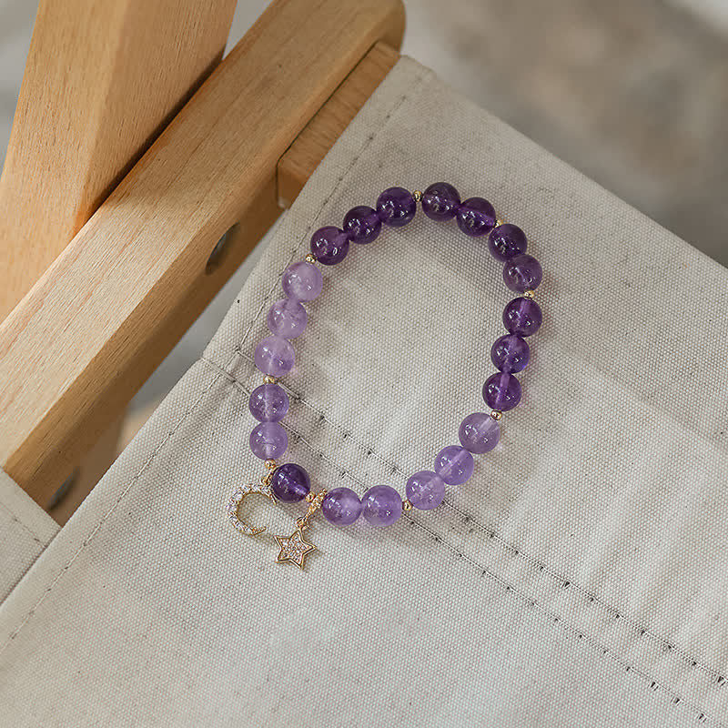 KarmaRipple's Amethyst Gemstone Moon Star Balancing Bracelet p2