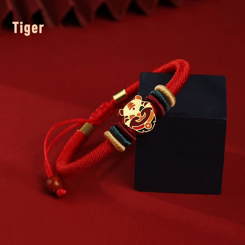 KarmaRipple's Handmade 925 Sterling Silver Year of the Dragon Cute Chinese Zodiac Fortune Woven Red Bracelet p4