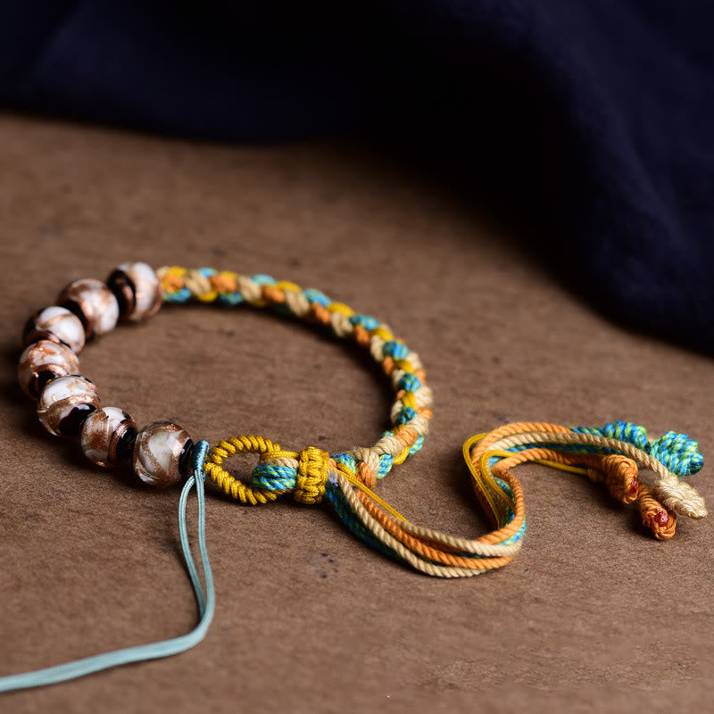 KarmaRipple's Handmade Multicolored Rope Liuli Glass Bead Fortune Woven Bracelet p6