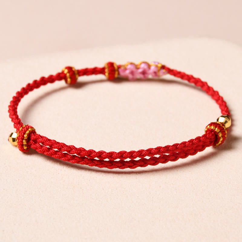 KarmaRipple's Handmade Peach Blossom Protection Woven Rope Bracelet p15