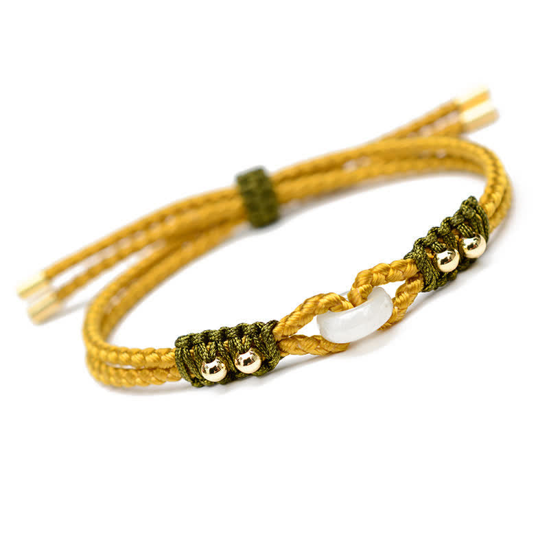 KarmaRipple's Round Peace Buckle Jade Abundance Wealth String Bracelet p30