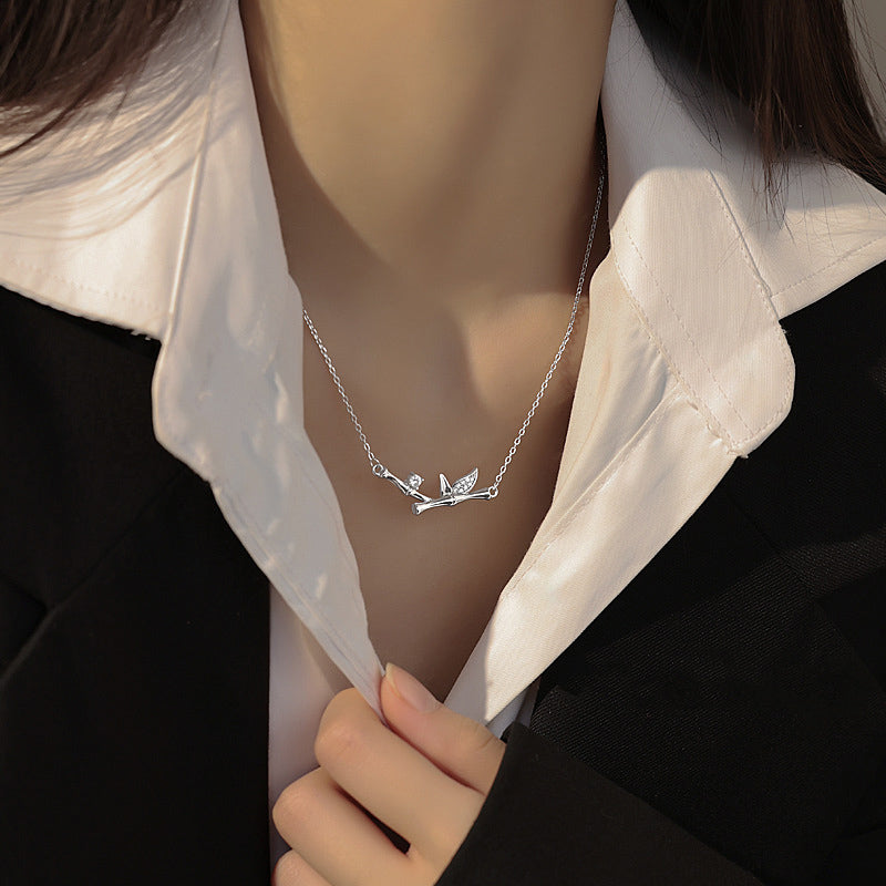 KarmaRipple's Bamboo Leaf Design Bronze Zircon Wealth Pendant Necklace p11