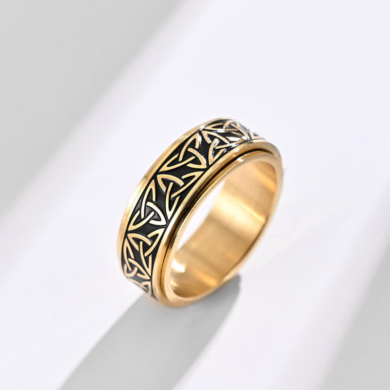 KarmaRipple's Triangle Weave Triquetra Titanium Steel Calm Rotatable Ring p7