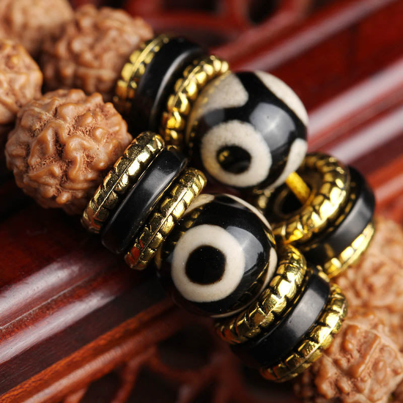 KarmaRipple's 108 Mala Beadwork Rudraksha Bodhi Seed Dzi Bead Fortune Wealth Bracelet p3