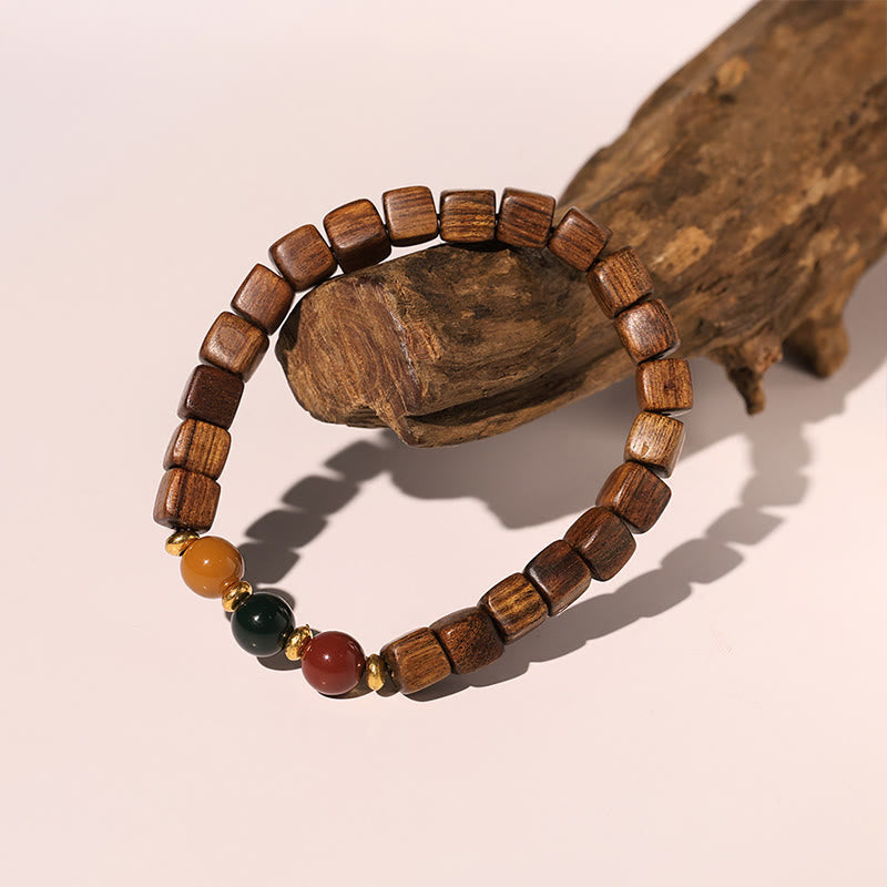 KarmaRipple's Rosewood Auspicious Clouds Totem Fu Character Bamboo Pattern Warmth Bracelet p6