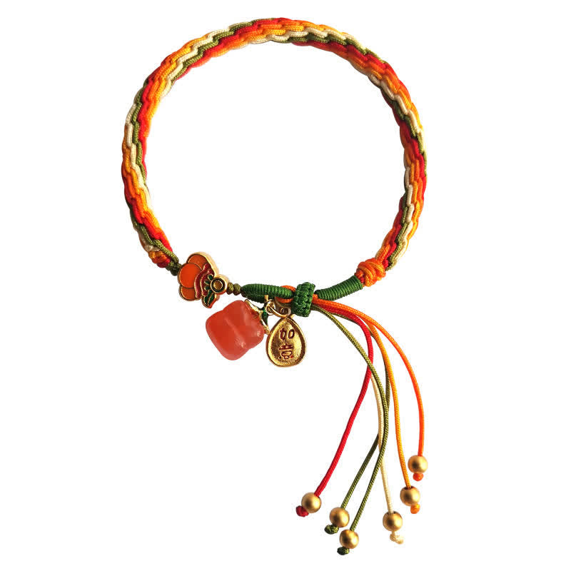 KarmaRipple's Persimmon Red Agate Strength Reincarnation Weave Braid String Bracelet p15
