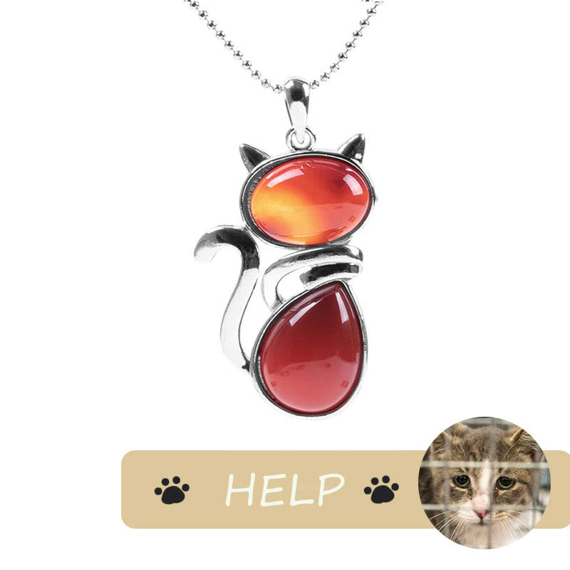 KarmaRipple's "Save A Cat" Cute Cat Pattern Authentic Gemstone Protection Cat-Loving Necklace Pendant p5