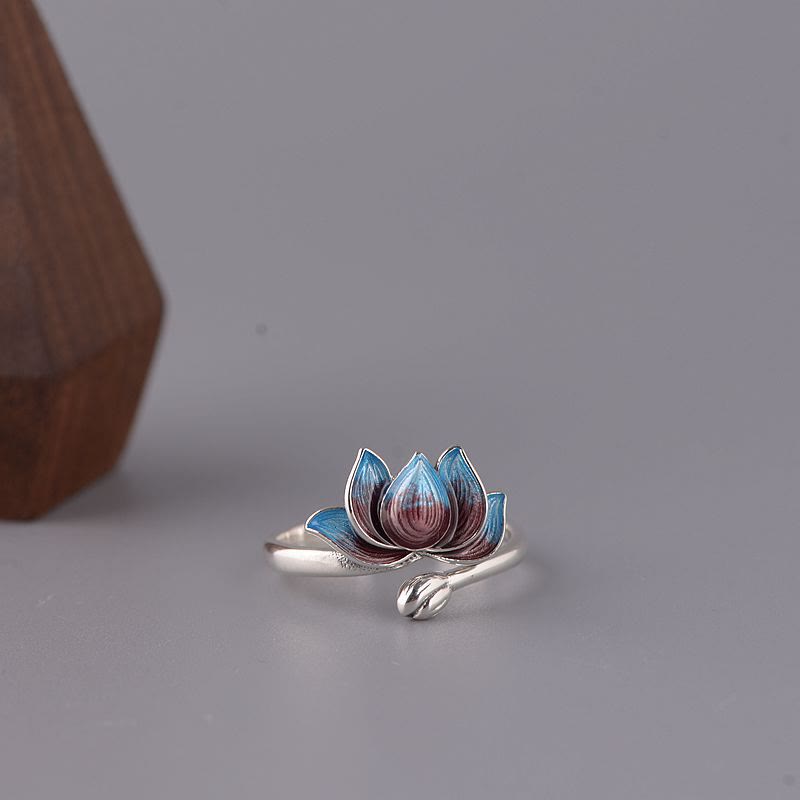 KarmaRipple's 925 Sterling Silver Lotus Flower New Beginning Adjustable Ring p5