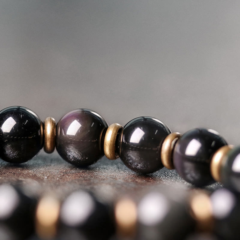 KarmaRipple's Rainbow Obsidian Bronze Love Balancing Bracelet p5