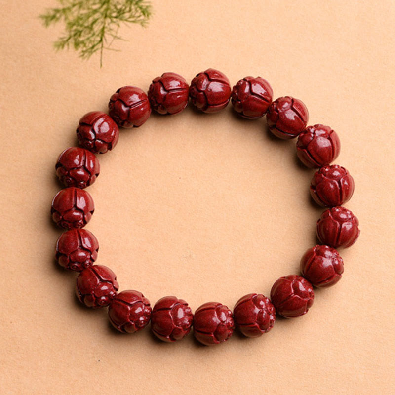 KarmaRipple's Authentic Cinnabar Om Mani Padme Hum Fret Pattern Lotus Blessing Bracelet p10