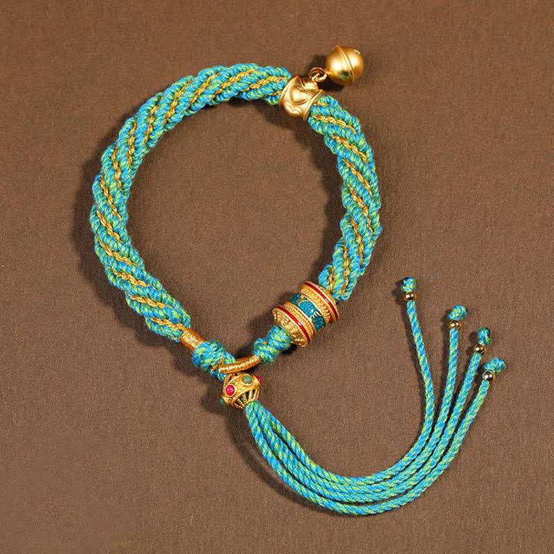 KarmaRipple's Tibetan Handmade Fortune Protection Thangka Prayer Wheel Bell Talisman Braid String Bracelet p18