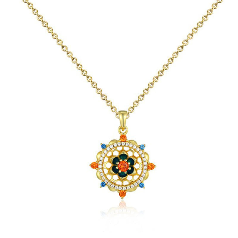 KarmaRipple's 925 Sterling Silver Lotus Flower Colorful Zircon New Beginning Pendant Necklace p3