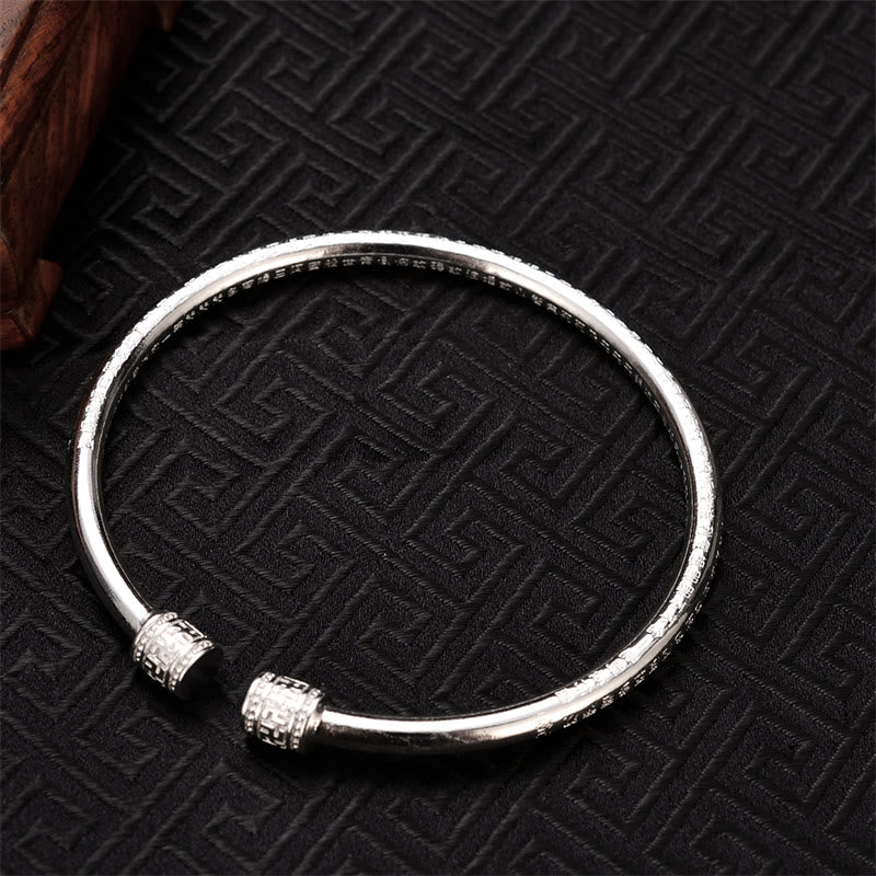 KarmaRipple's Heart Sutra Engraved Swastika Pattern Fortune Ivory Bronze Bracelet Bangle p4