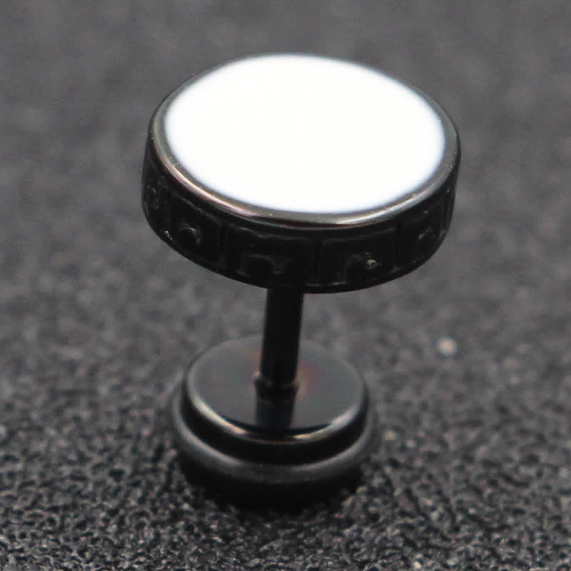 KarmaRipple's Cool Men Titanium Steel Balance Round Stud Earrings p20