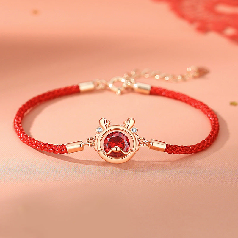 KarmaRipple's 925 Sterling Silver Year Of The Dragon Fortune Red Zircon Pendant Necklace Bracelet Earrings Ring ( p18