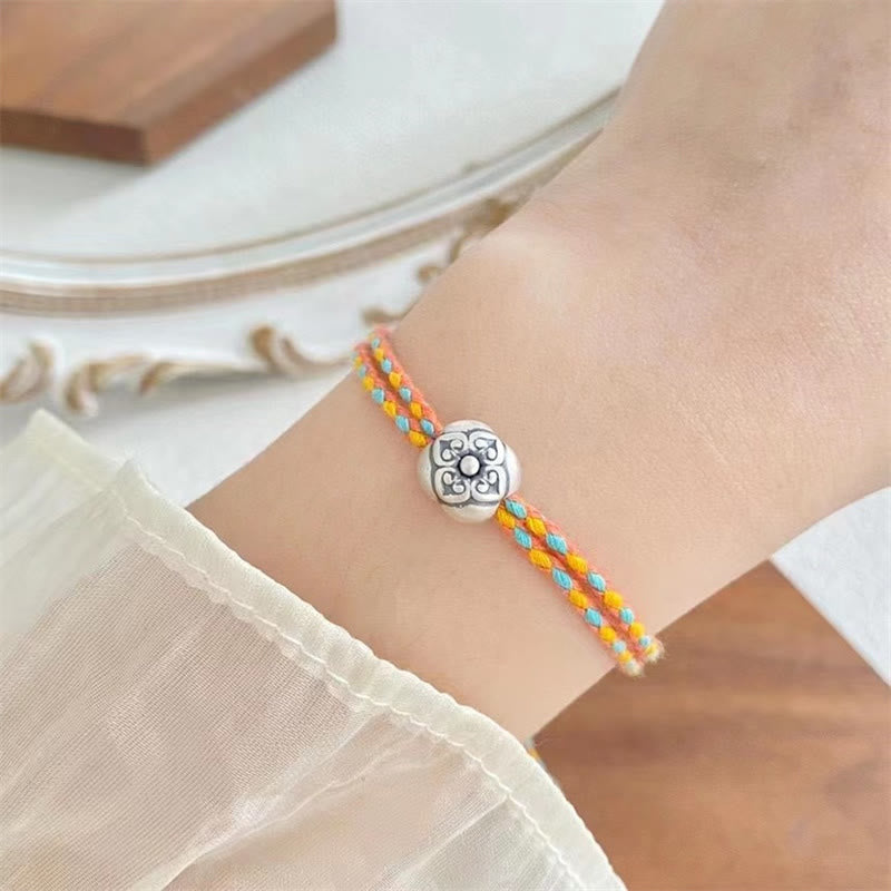 KarmaRipple's 999 Sterling Silver Persimmon Fortune Multicolored Woven Bracelet p5