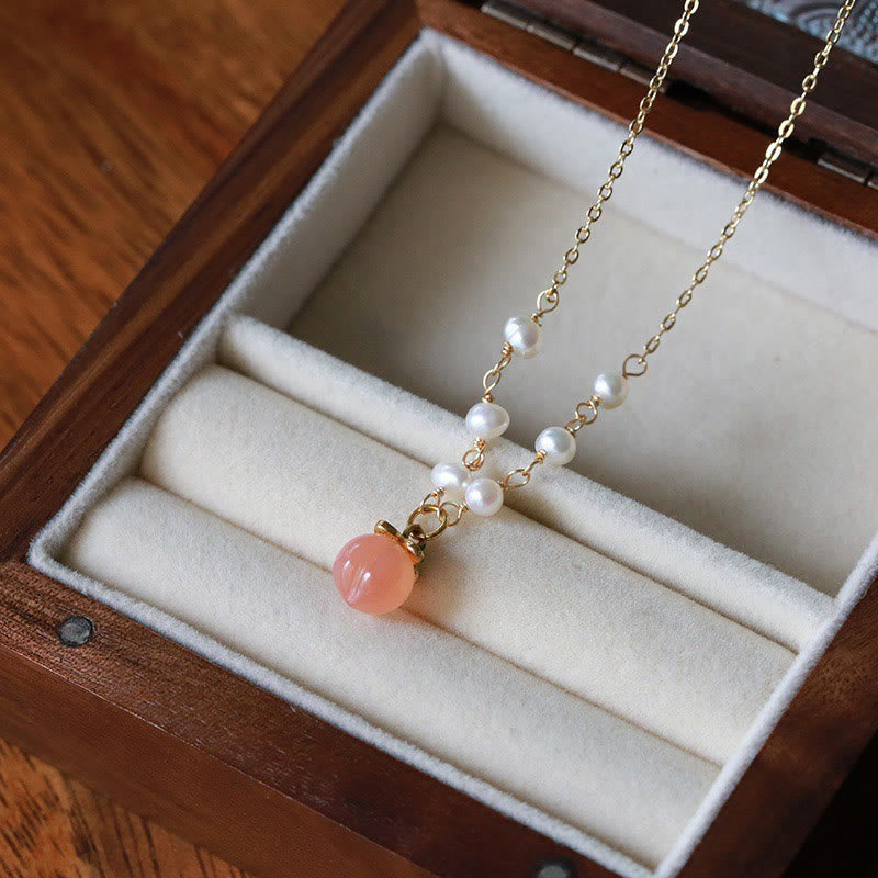 KarmaRipple's Gold-plated Bronze Authentic Yanyuan Agate Pearl Positive Pendant Necklace Bracelet Earrings Set p2