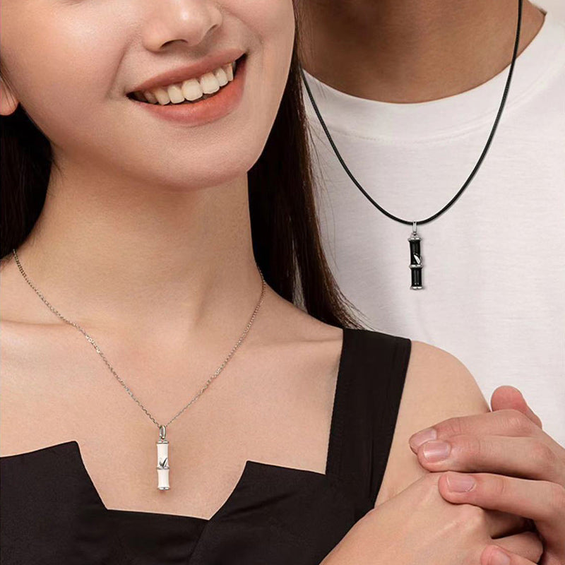KarmaRipple's Bamboo Design Bronze Fortune Pair Pendant Necklace p8