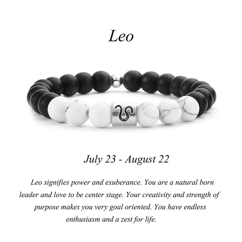 KarmaRipple's 12 Constellations of the Zodiac Authentic Frosted Stone Ivory Turquoise Bead Fortune Bracelet p33