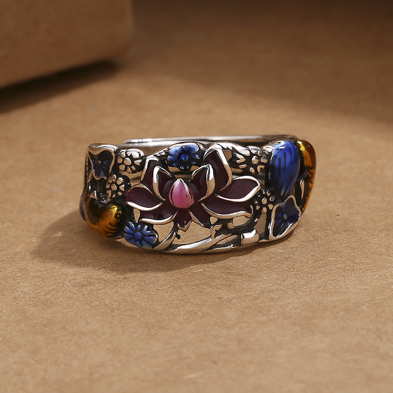 KarmaRipple's Koi Fish Lotus Flower Leaf Design Fortune Wealth Ring p6