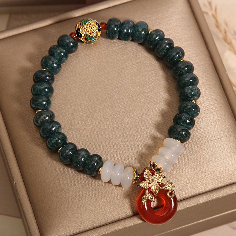 KarmaRipple's Jade Ivory Agate Red Agate Peace Buckle Abacus Beadwork Fortune Bracelet p6