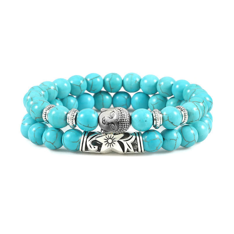 KarmaRipple's 2Pcs Authentic Gemstone Agate Buddha Protection Bracelet p7