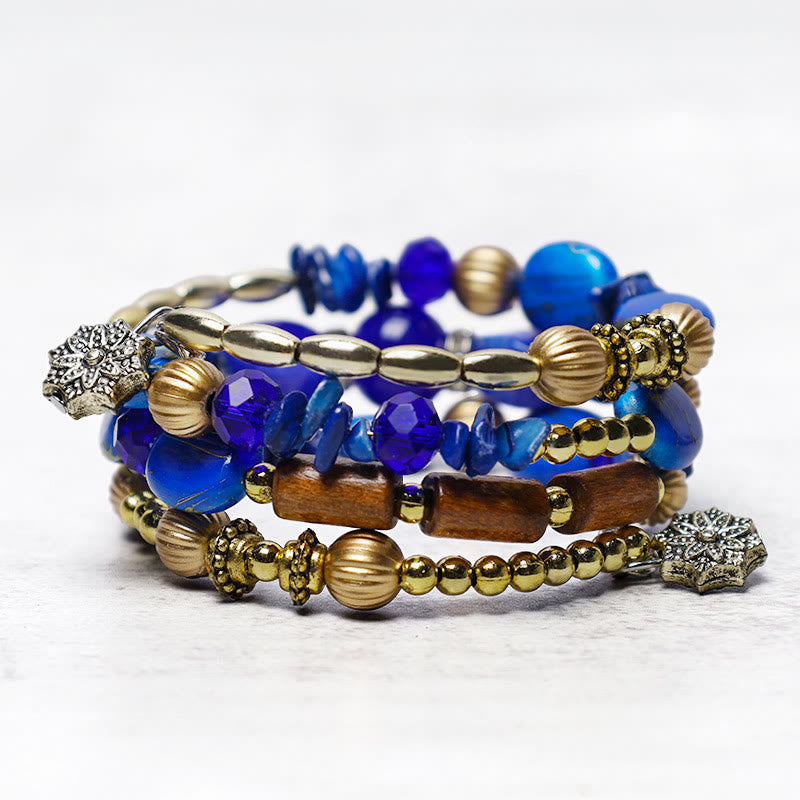 KarmaRipple's Multilayer Irregular Turquoise Agate Beadwork Blessing Bracelet p20