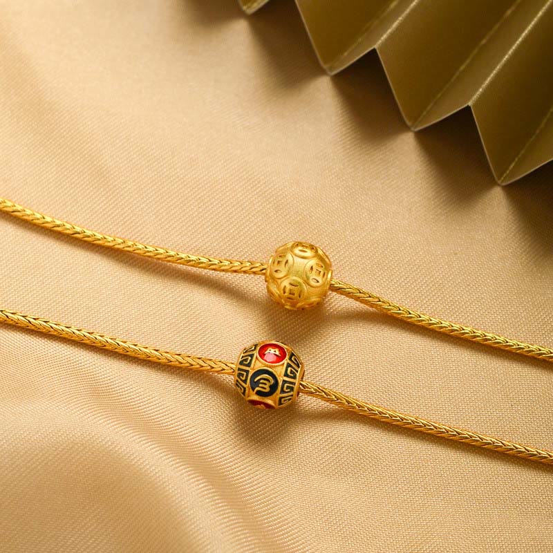 KarmaRipple's Tibetan 18K Gold Om Mani Padme Hum Fortunate Koi Fish Fu Character Ingot Bronze Coin Peace Bracelet p9