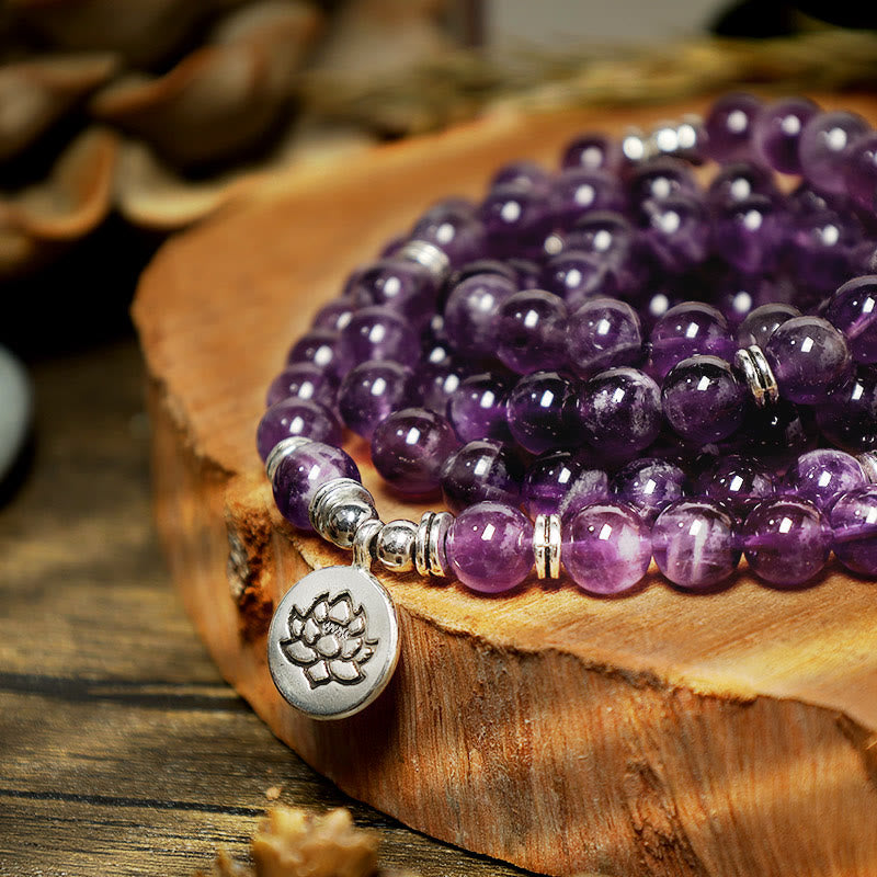 KarmaRipple's Authentic Amethyst Purification Mala Bracelet p7