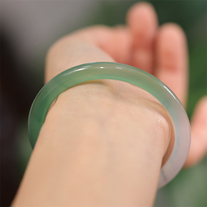 KarmaRipple's Authentic Ivory And Green Chalcedony Agate Positive Cuff Bracelet Bangle p5