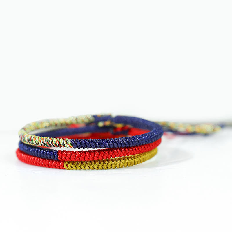 KarmaRipple's Tibet Handmade Multicolor King Kong Weave Faith Protection Woven Two-Color String Bracelet p2