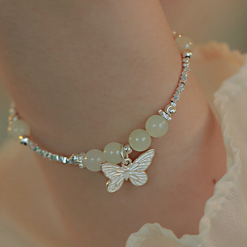 KarmaRipple's 925 Sterling Silver Authentic Hetian Jade Fortune Butterfly Talisman Bracelet p4