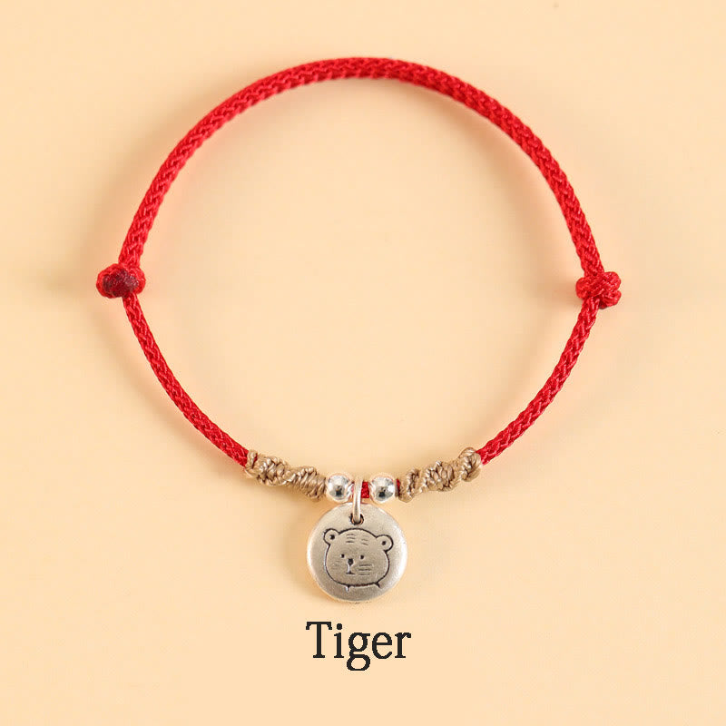 KarmaRipple's Handmade 999 Sterling Silver Year of the Dragon Cute Chinese Zodiac Fortune Woven Bracelet ( p4