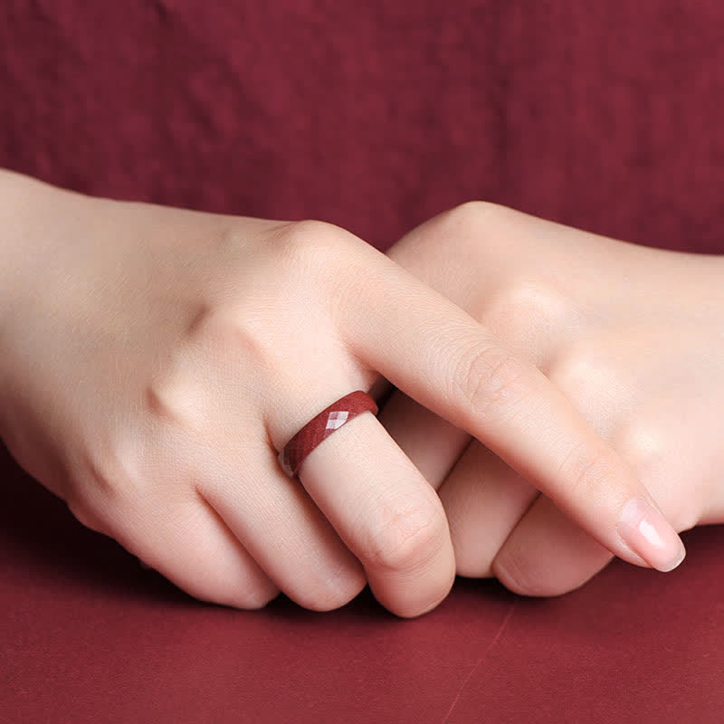 KarmaRipple's Cinnabar Om Mani Padme Hum Auspicious Clouds Blessing Ring p6