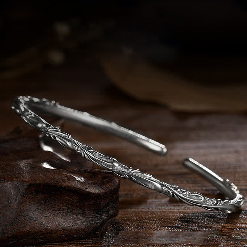 KarmaRipple's 925 Sterling Silver Handmade Vines Engraved Protection Bracelet Bangle p5