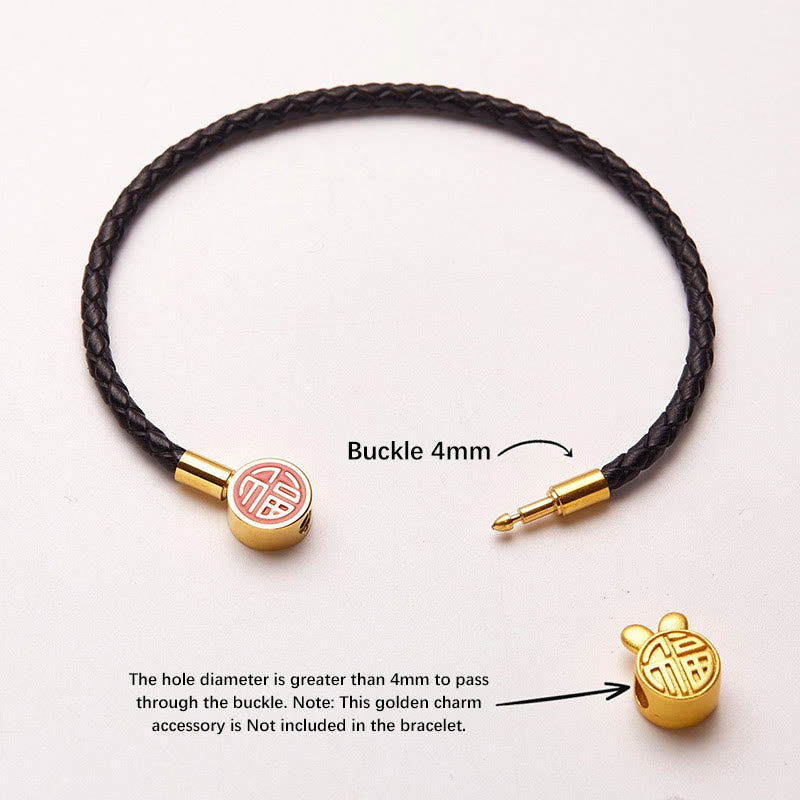 KarmaRipple's Fu Character Blessing Fortune Leather Buckle Bracelet p5