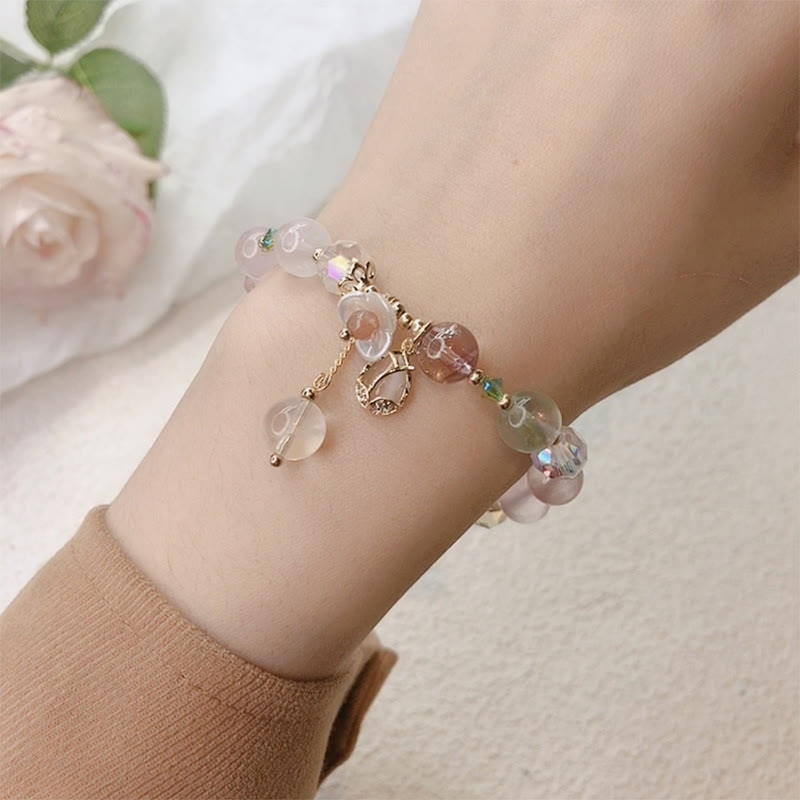 KarmaRipple's Strawberry Quartz Rutilated Quartz Fluorite Flower Balancing Bracelet p30