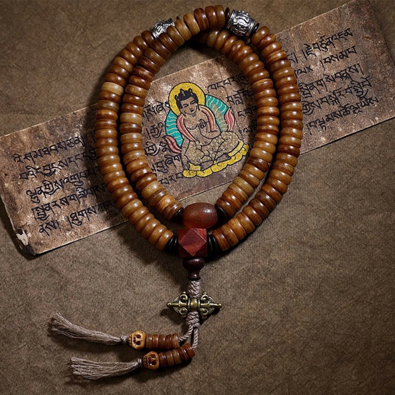 KarmaRipple's Tibetan 108 Mala Beadwork Yak Bone Dzi Bead PiXiu Nine Palaces Eight Diagrams Balance Bracelet p32