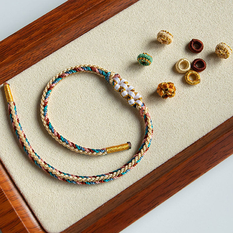 KarmaRipple's Handmade Dunhuang Color Peach Blossom Pattern Braid String Bracelet p9