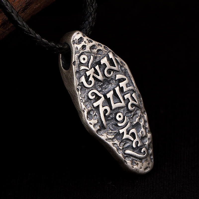 KarmaRipple's Tibetan 925 Sterling Silver Om Mani Padme Hum Dorje Vajra Engraved Strength Pendant Necklace p2