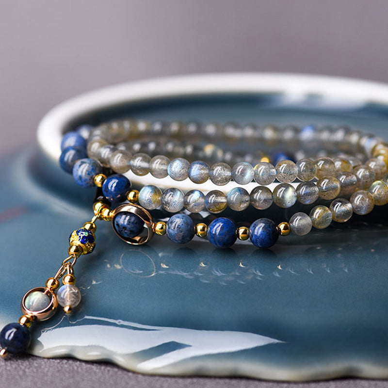 KarmaRipple's Moonstone Lazurite Calm Balancing Positive Bracelet p11