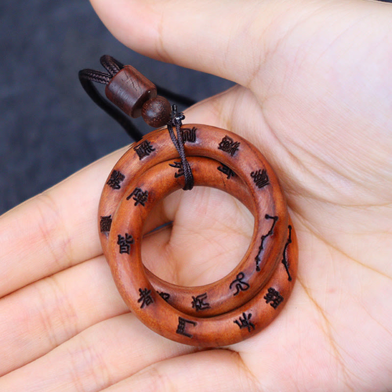 KarmaRipple's Lightning Struck Jujube Wood Taoist Yin Yang Ring Qiankun Circle Leizu Taboo Fortune Pendant Necklace p5