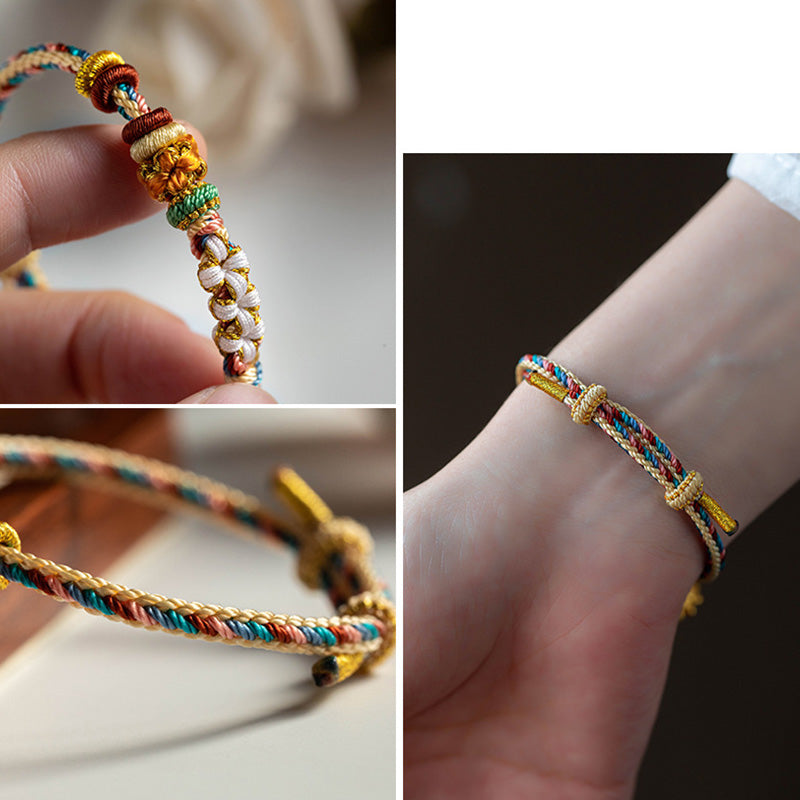 KarmaRipple's Handmade Dunhuang Color Peach Blossom Pattern Braid String Bracelet p14