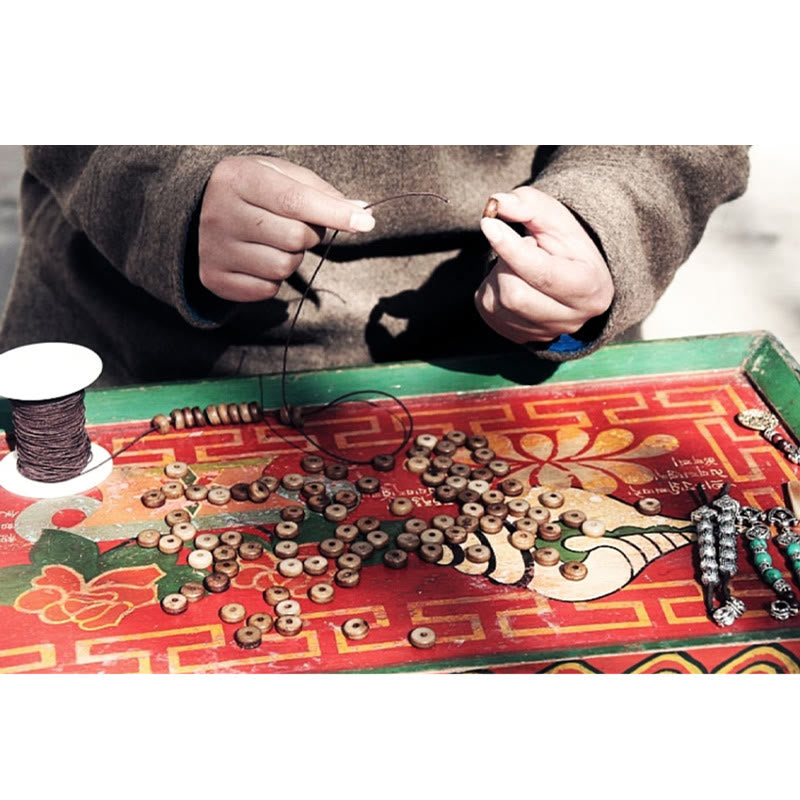 KarmaRipple's Tibetan 108 Mala Beadwork Yak Bone Dzi Bead Nine Palaces Eight Diagrams Talisman Strength Bracelet p20