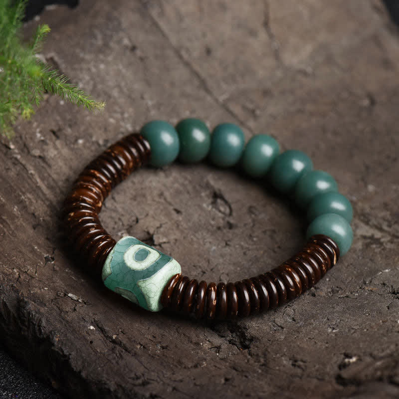 KarmaRipple's Tibetan Cyan Bodhi Seed Dzi Bead Coconut Shell Keep Away Evil Spirits Bracelet p4