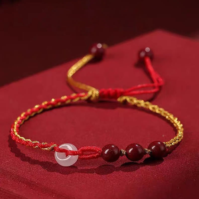 KarmaRipple's Authentic Cinnabar Jade Peace Buckle Blessing Bracelet p7