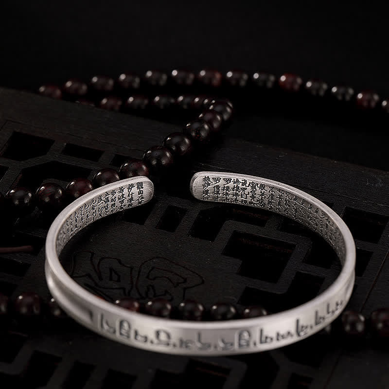 KarmaRipple's 999 Sterling Silver Six True Words Heart Sutra Protection Bracelet Bangle p8