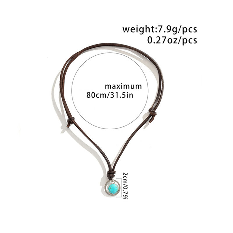 KarmaRipple's Round Turquoise Stone Protection Strength Pendant Necklace p12