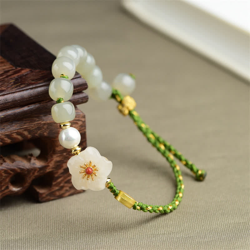 KarmaRipple's 925 Sterling Silver Authentic Hetian Jade Peach Blossom Fortune Bracelet p2