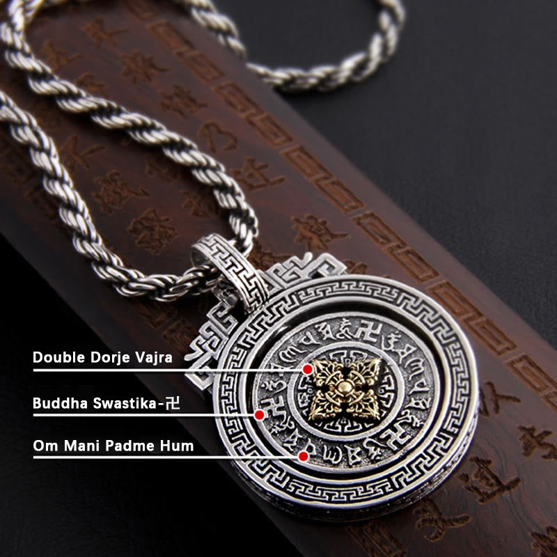 KarmaRipple's Tibetan Om Mani Padme Hum Double Dorje Vajra Rotatable Purity Peace Pendant Necklace p11
